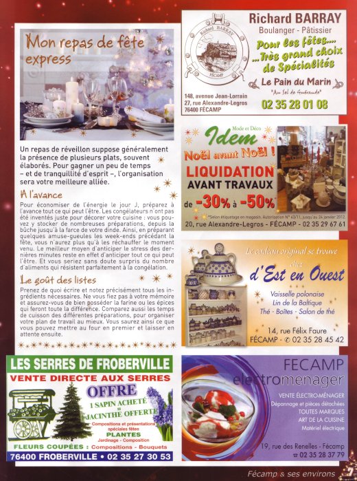 Publicité parue en décembre 2011 dans le Paris-Normandie - page entière